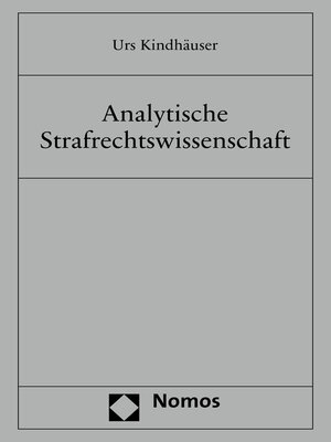 cover image of Analytische Strafrechtswissenschaft